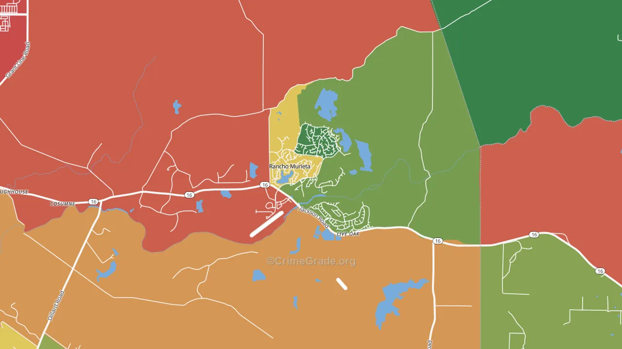 Sloughhouse, CA Map of Assault Rates