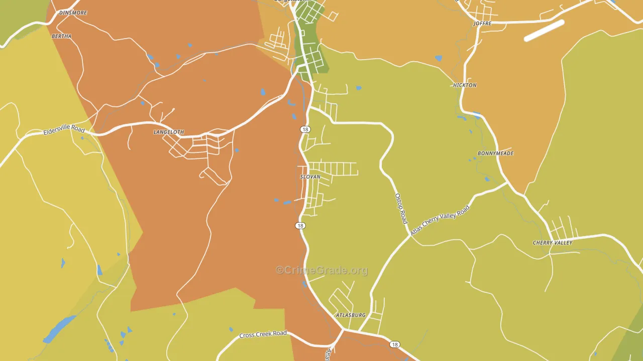 Slovan, PA Map of Assault Rates
