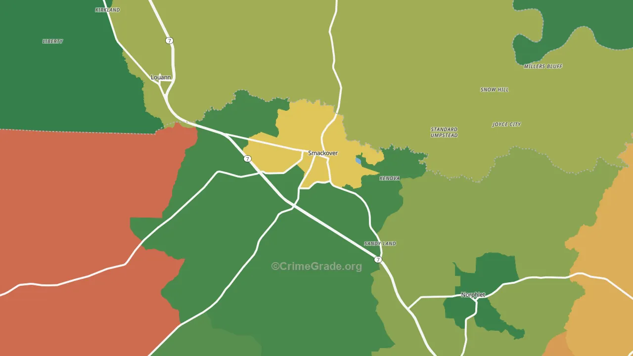 Smackover, AR Map of Assault Rates