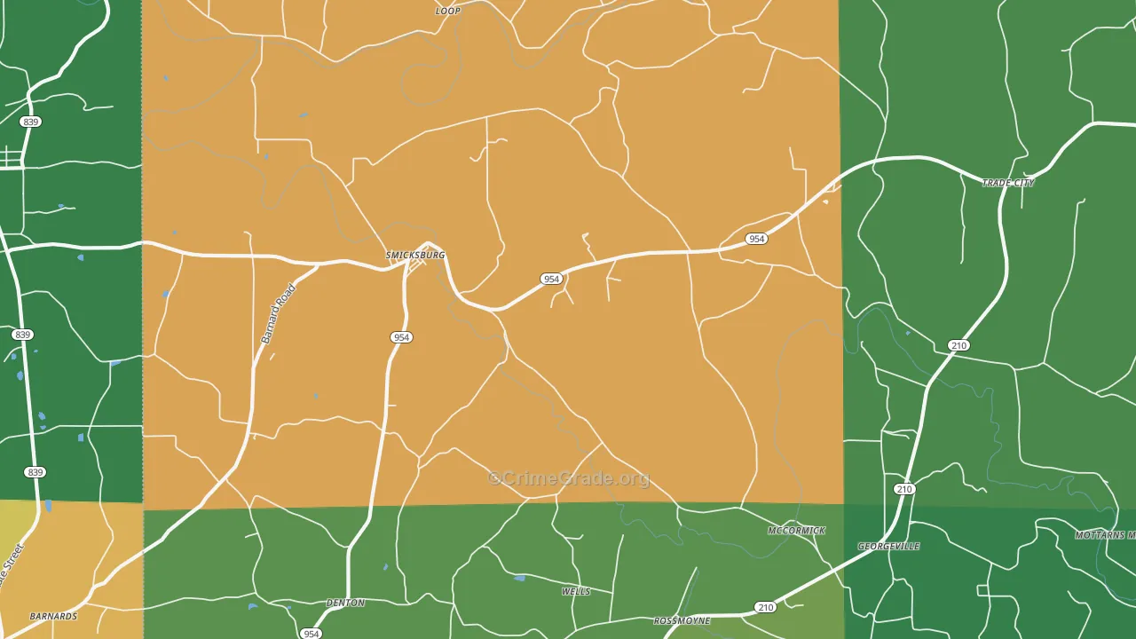 Smicksburg, PA Map of Assault Rates