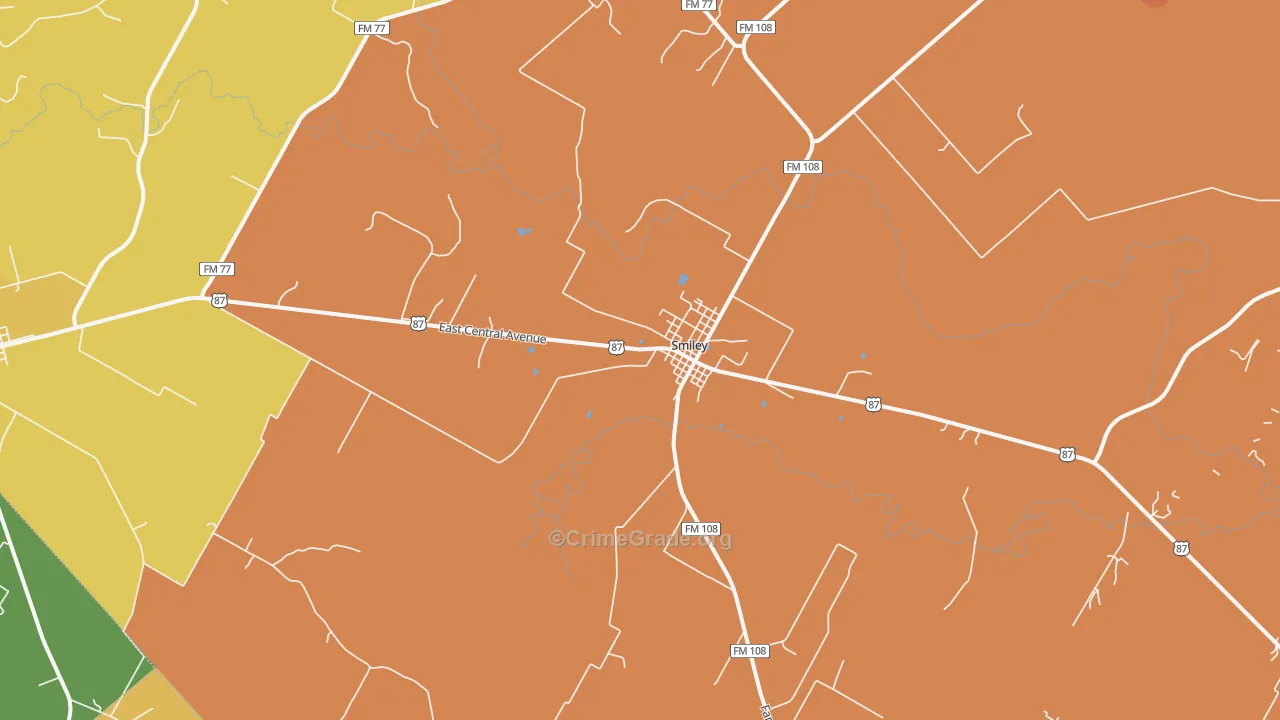 Smiley, TX Map of Assault Rates