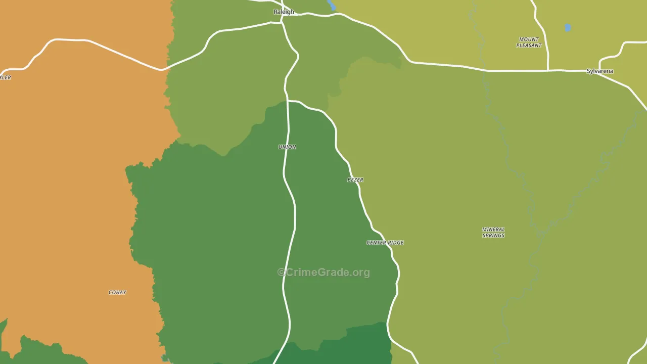 Smith County, MS Map of Assault Rates