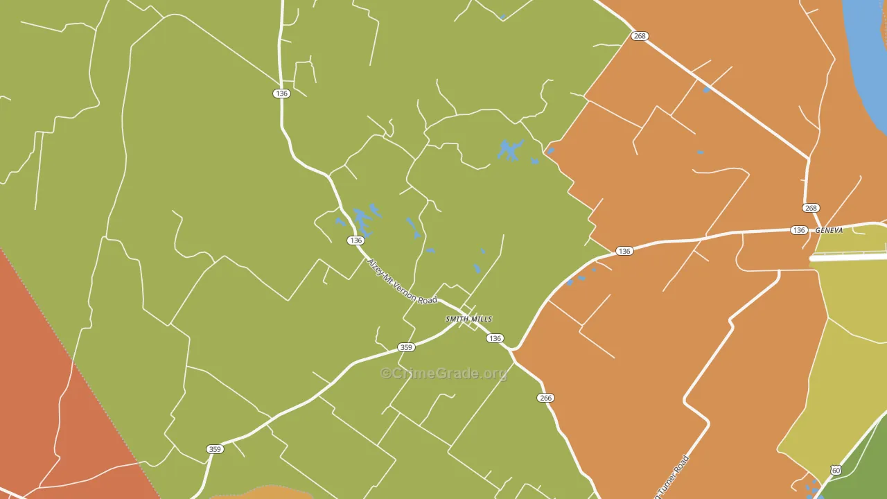 Smith Mills, KY Map of Assault Rates