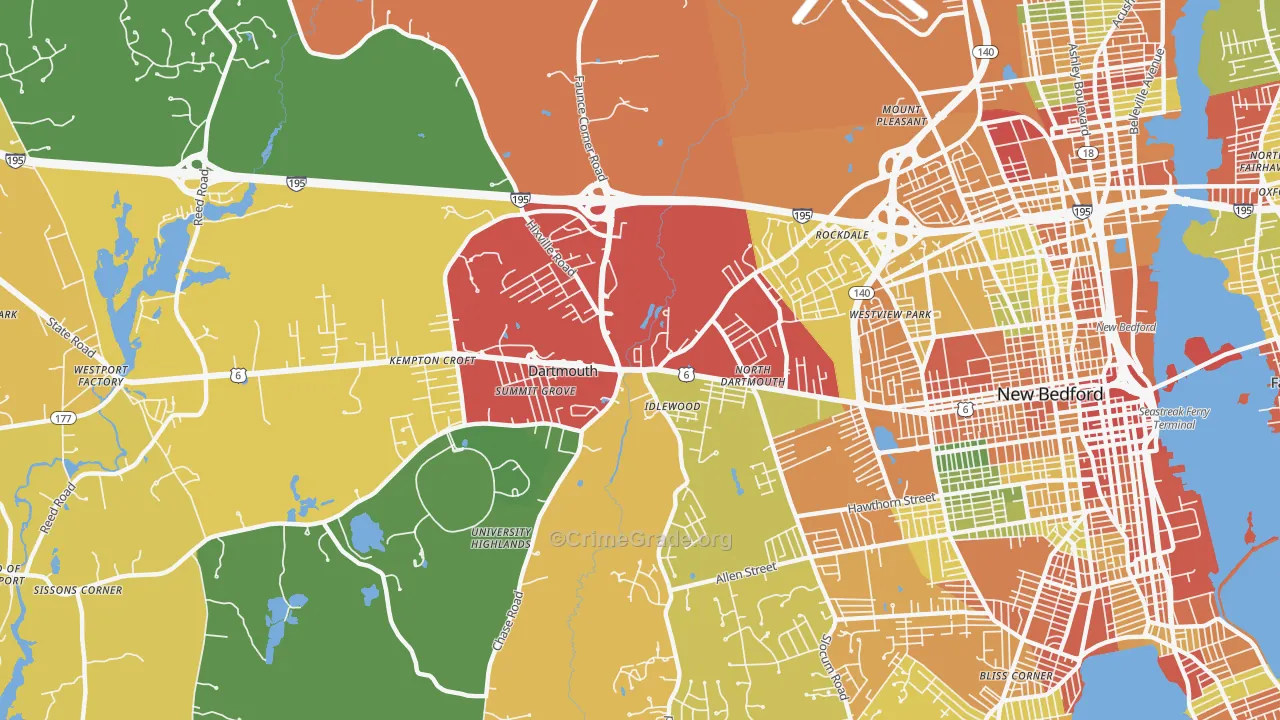 Smith Mills, MA Map of Assault Rates