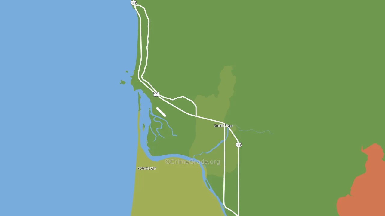Smith River, CA Map of Assault Rates
