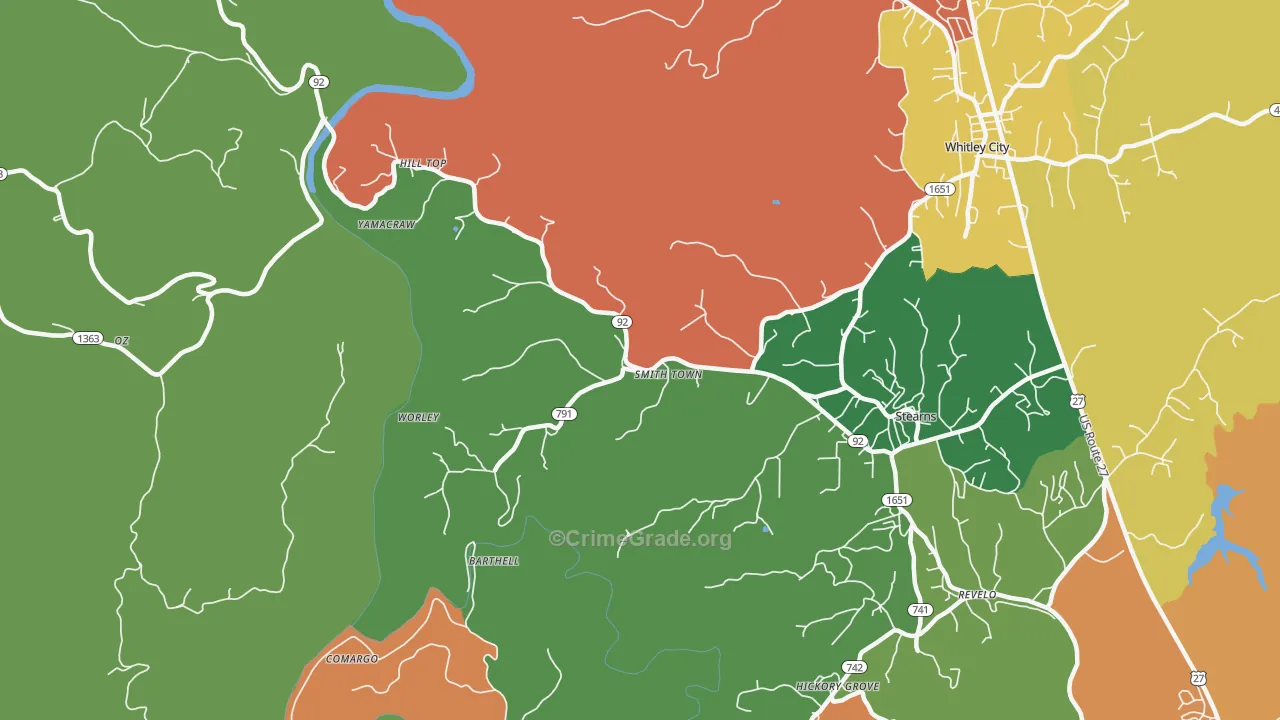 Smith Town, KY Map of Assault Rates