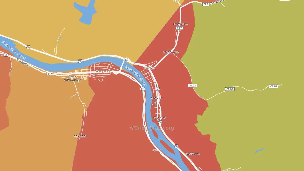 Smithers, WV Map of Assault Rates