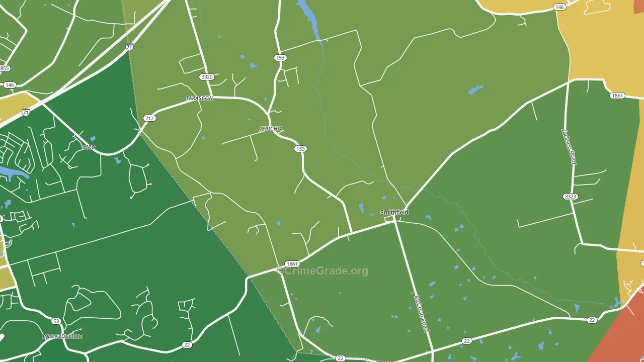 Smithfield, KY Map of Assault Rates