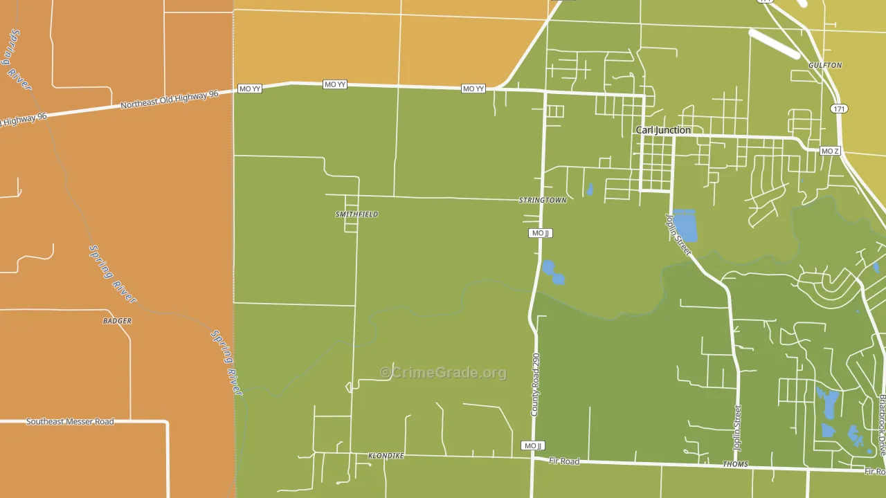 Smithfield, MO Map of Assault Rates