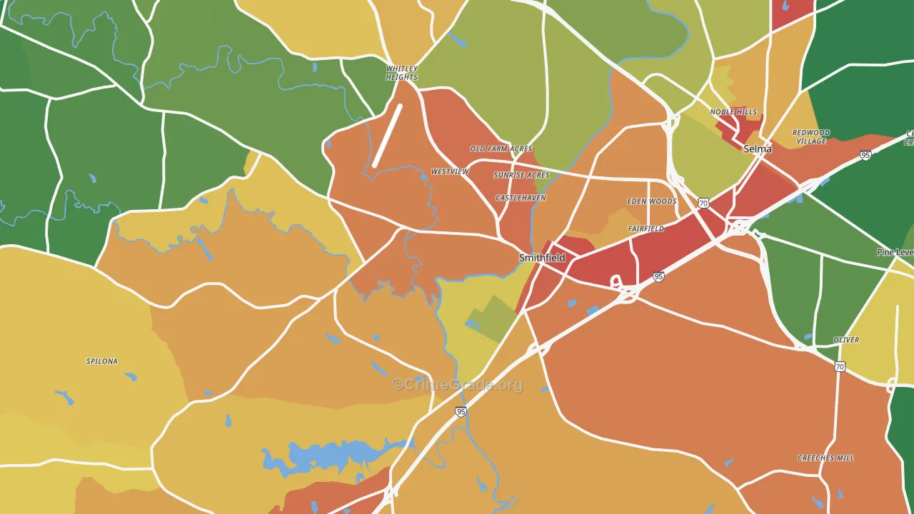 Smithfield, NC Map of Assault Rates