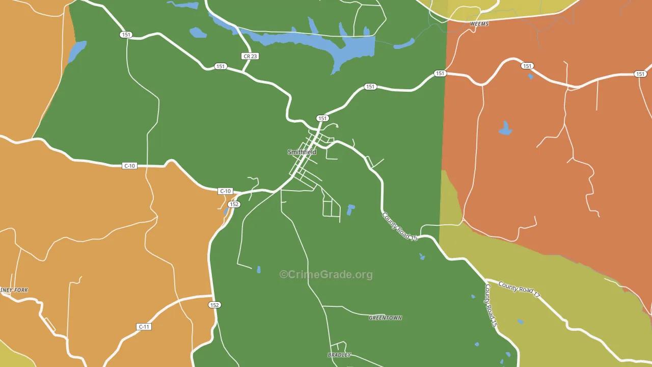 Smithfield, OH Map of Assault Rates