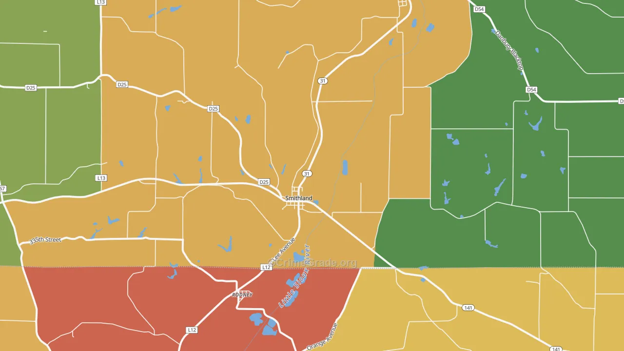 Smithland, IA Map of Assault Rates