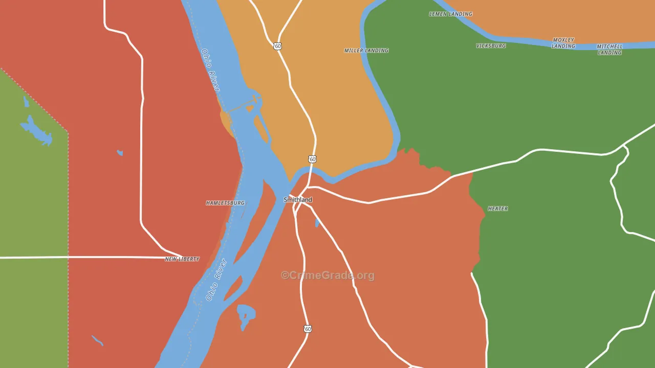 Smithland, KY Map of Assault Rates