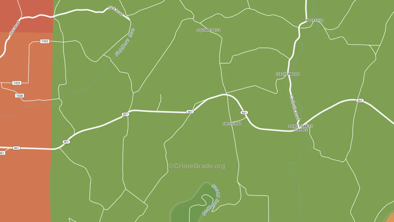 Smithland, PA Map of Assault Rates