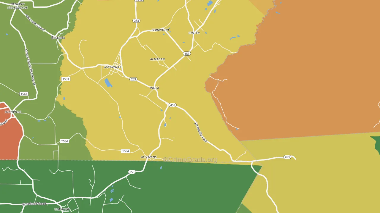 Smithmill, PA Map of Assault Rates