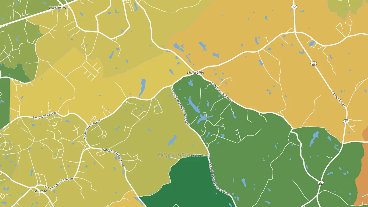 Smithonia, GA Map of Assault Rates