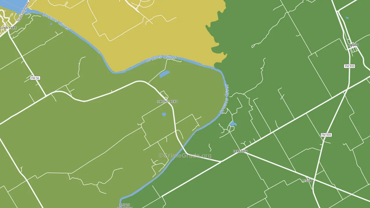 Smiths Bend, TX Map of Assault Rates
