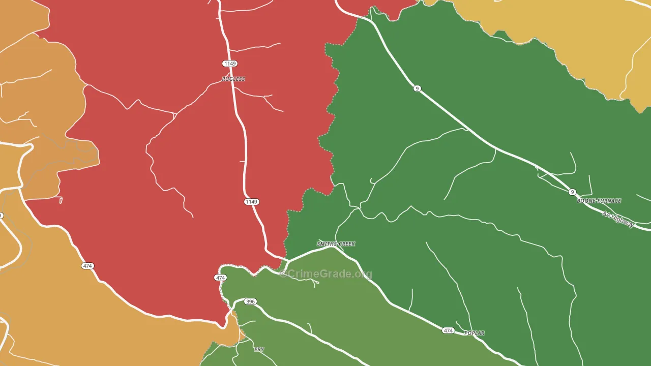 Smiths Creek, KY Map of Assault Rates