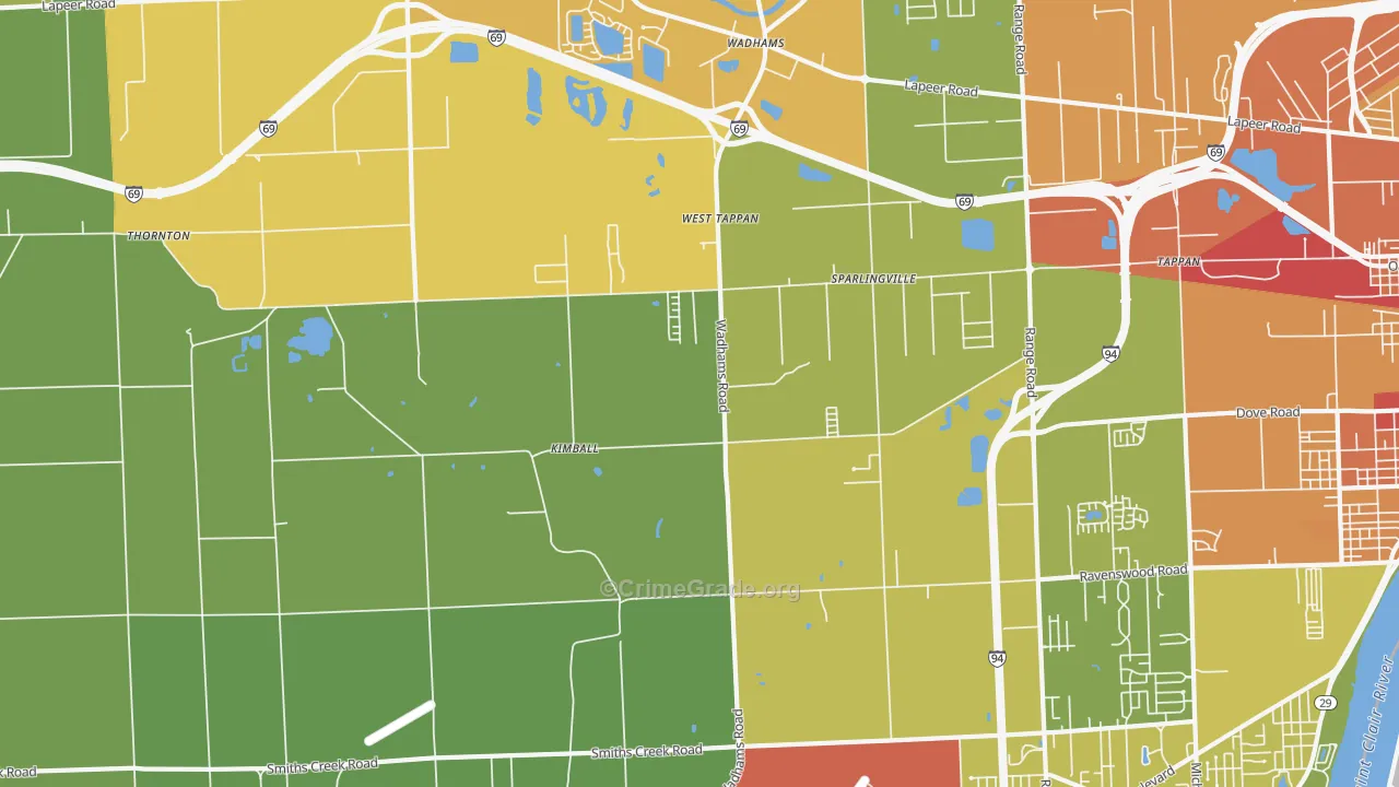 Smiths Creek, MI Map of Assault Rates