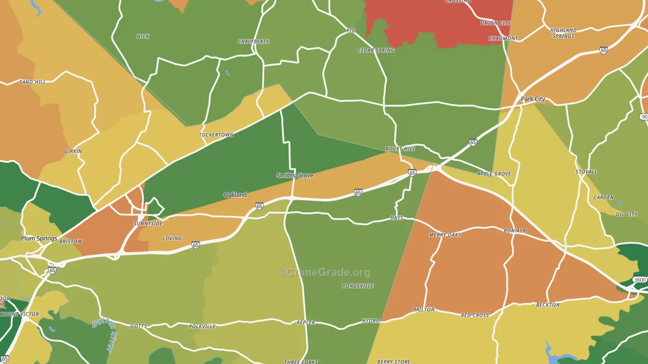 Smiths Grove, KY Map of Assault Rates