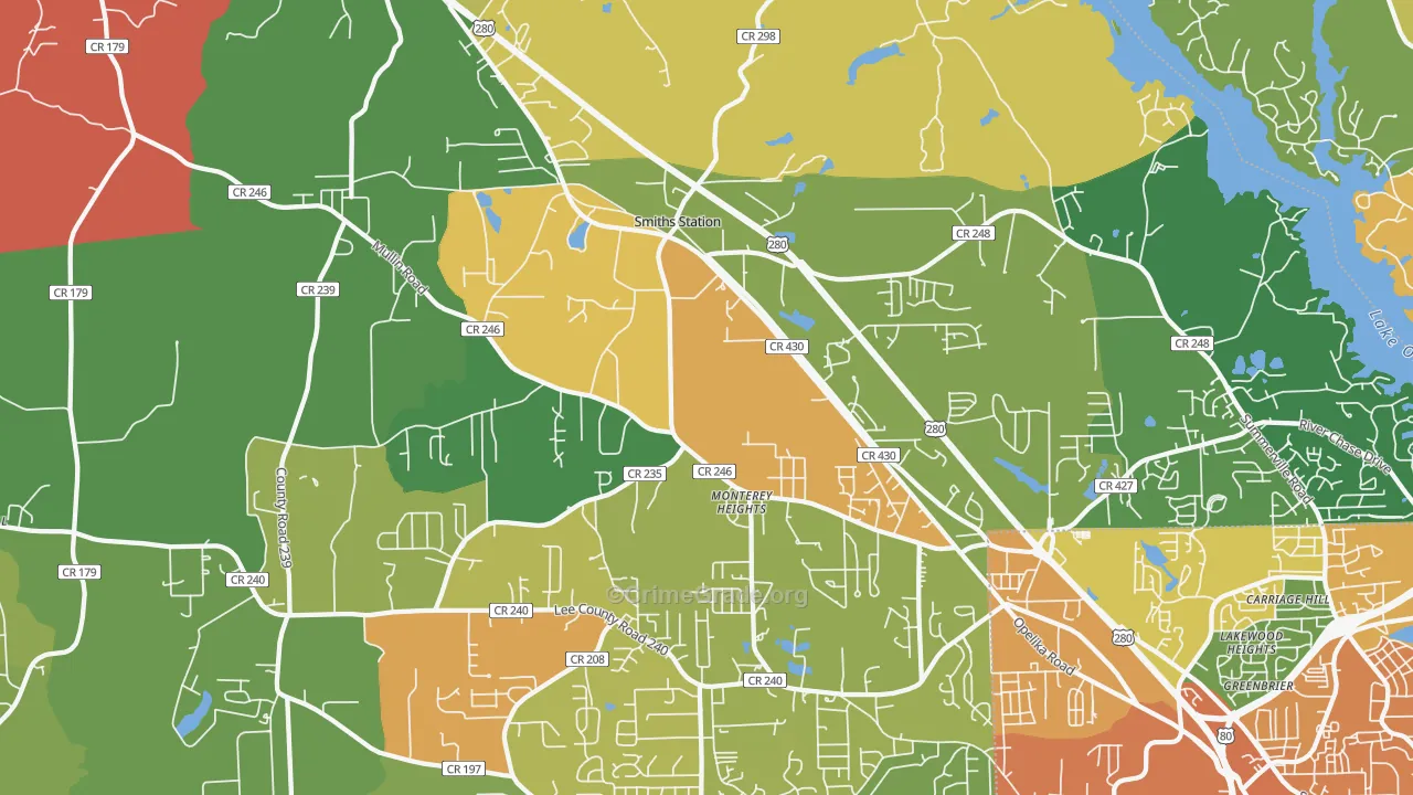 Smiths Station, AL Map of Assault Rates