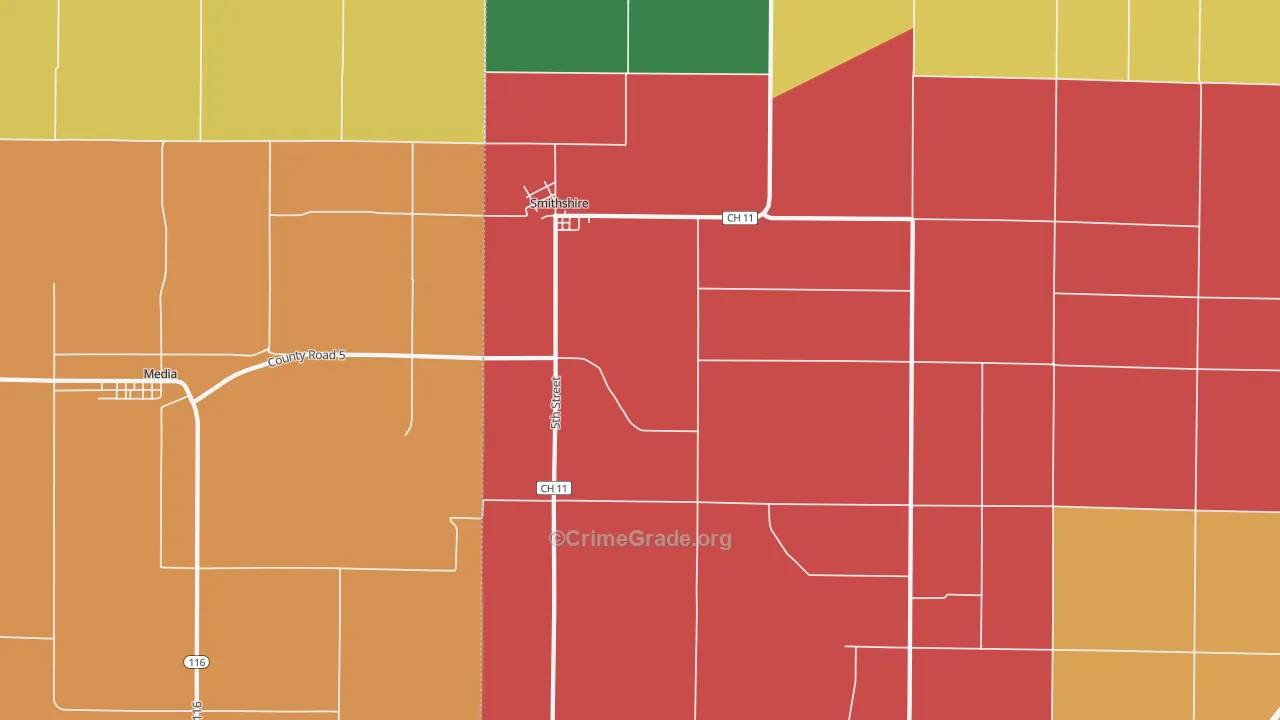 Smithshire, IL Map of Assault Rates