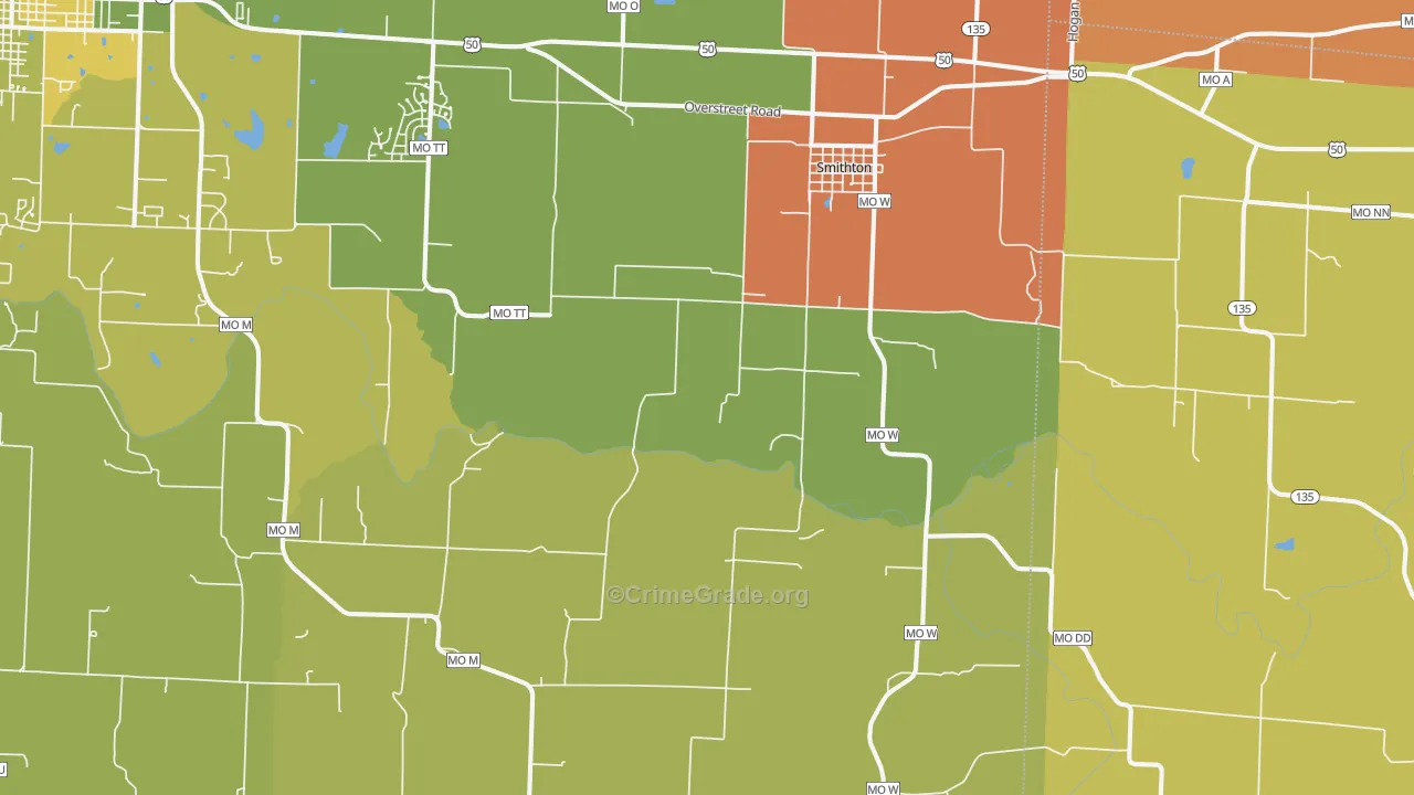 Smithton, MO Map of Assault Rates