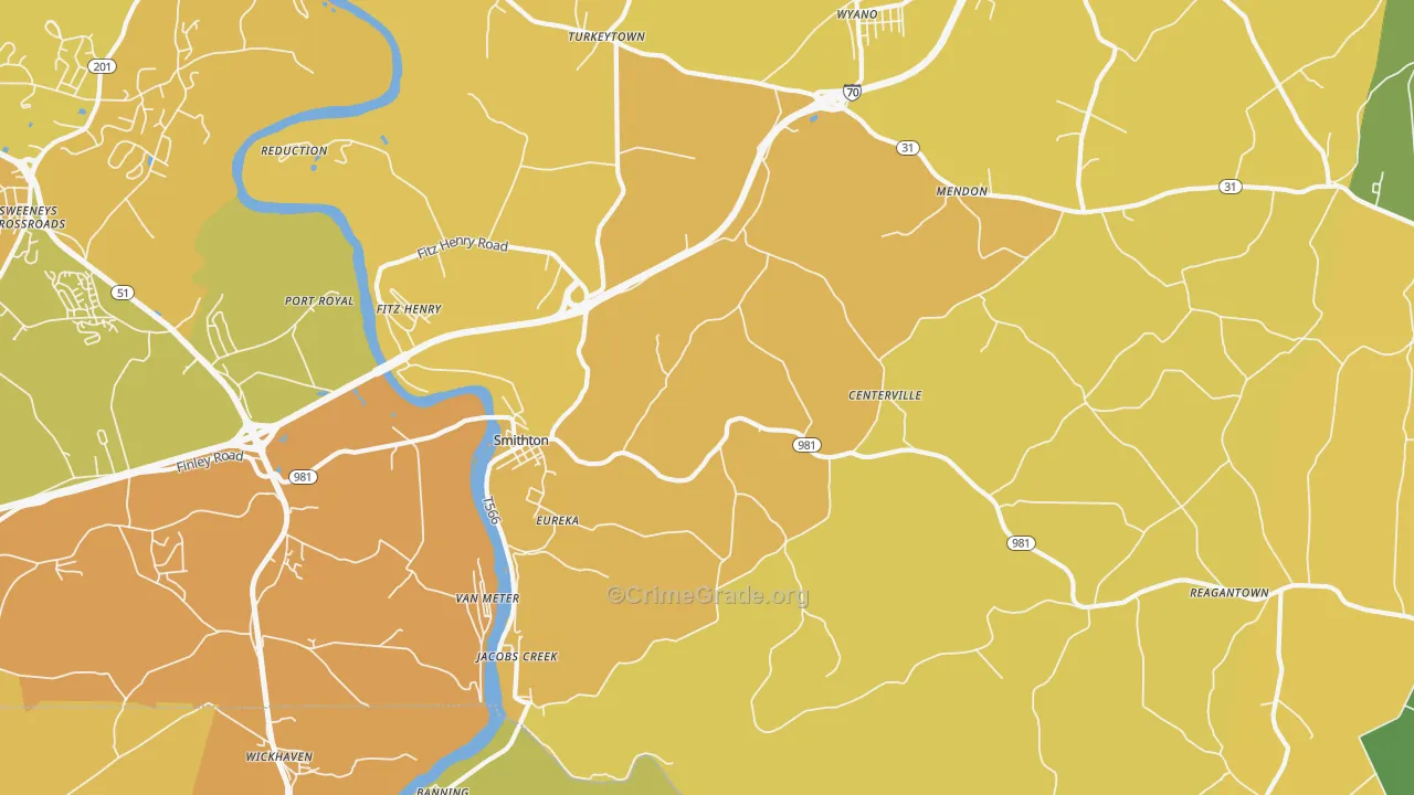 Smithton, PA Map of Assault Rates