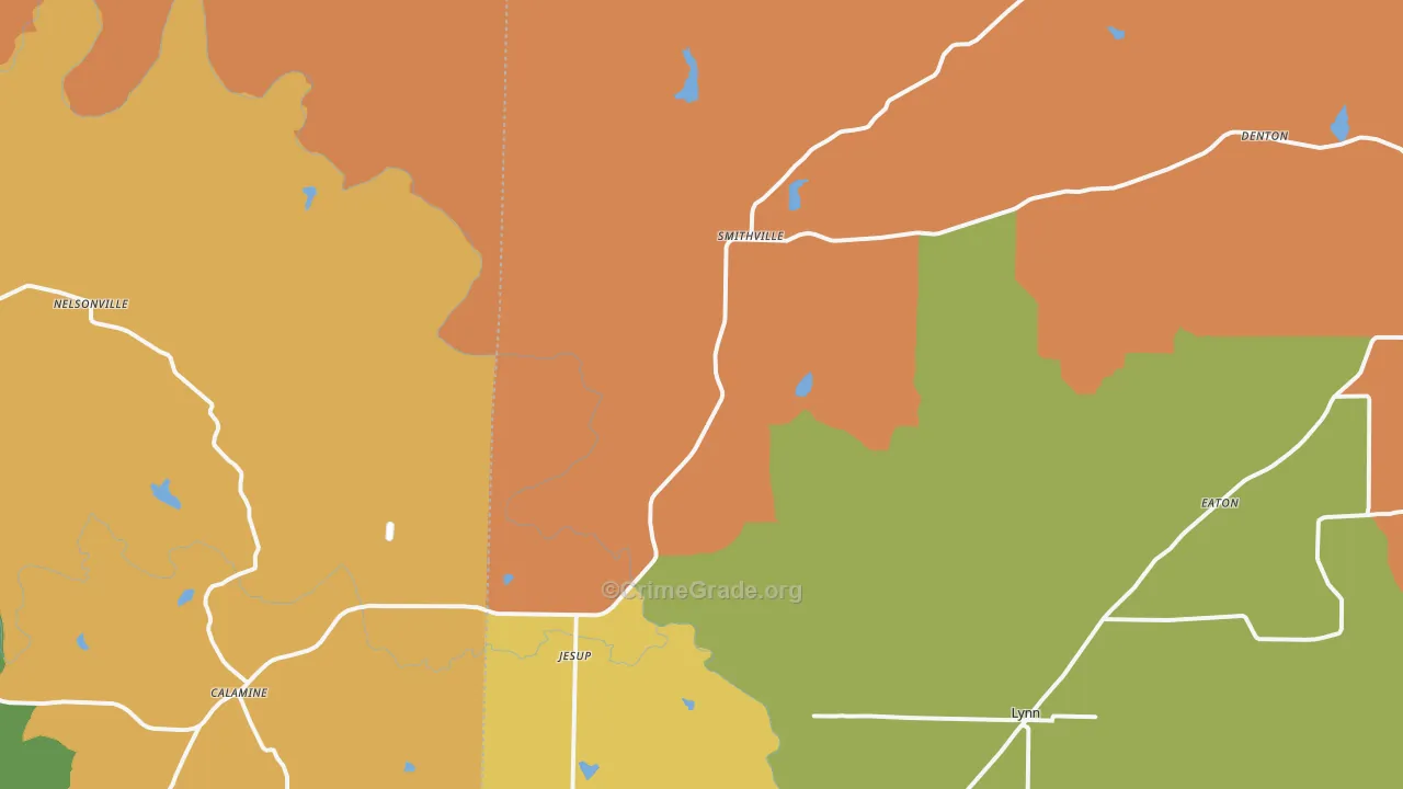 Smithville, AR Map of Assault Rates