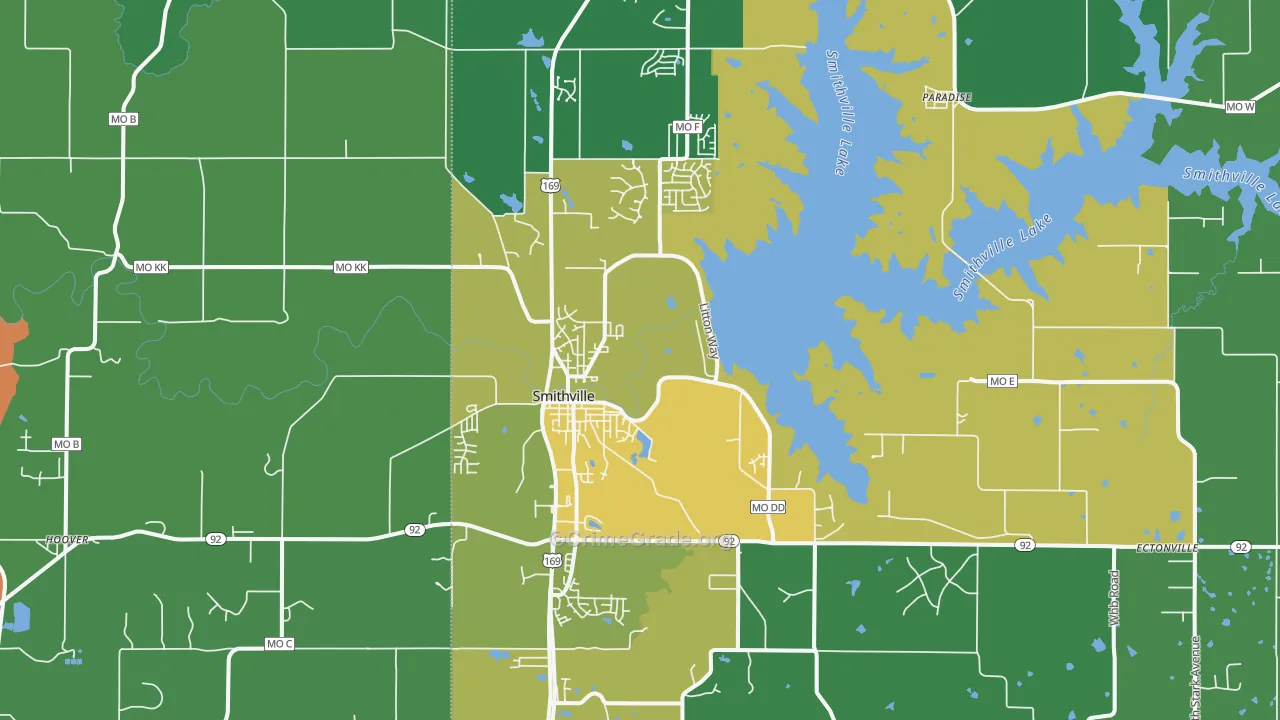 Smithville, MO Map of Assault Rates