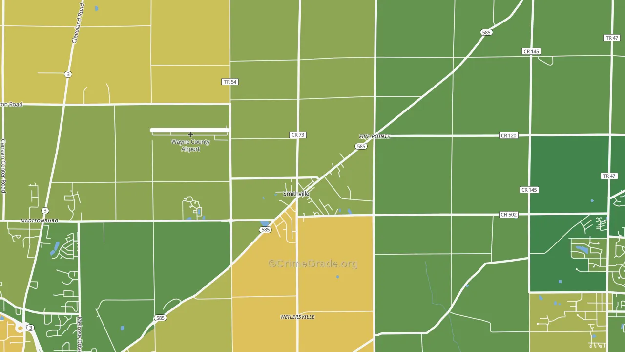Smithville, OH Map of Assault Rates