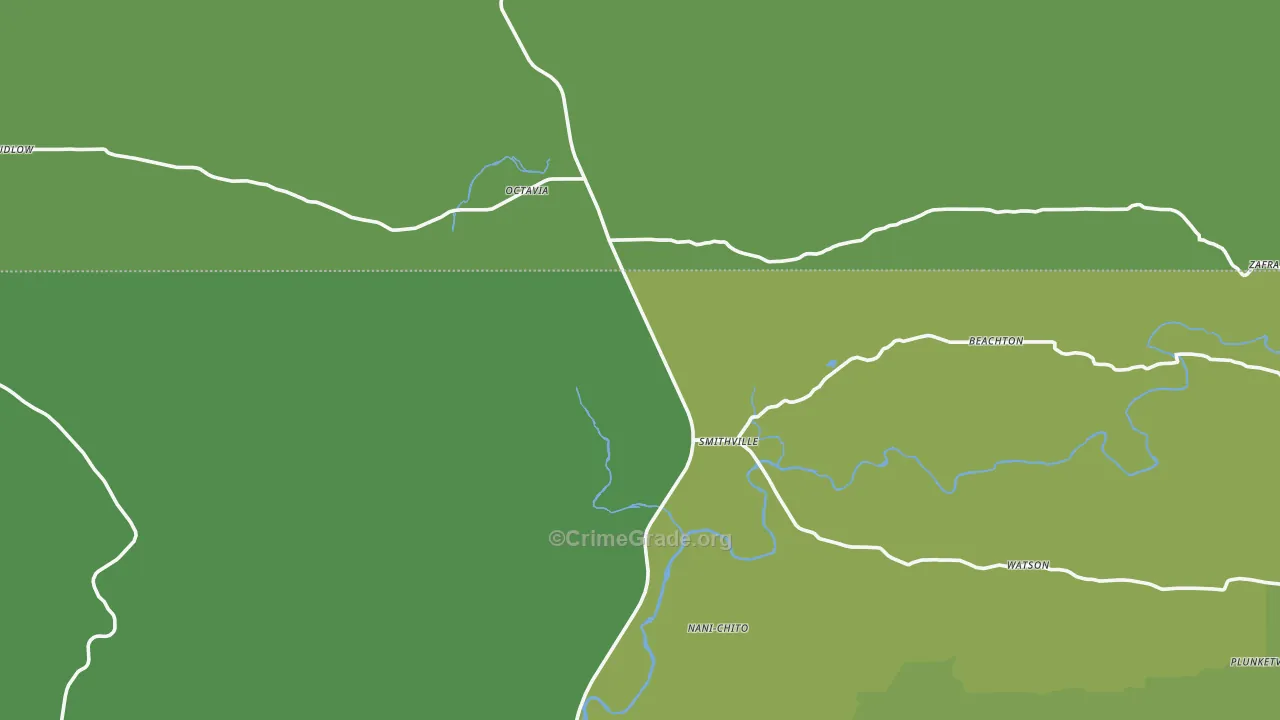 Smithville, OK Map of Assault Rates
