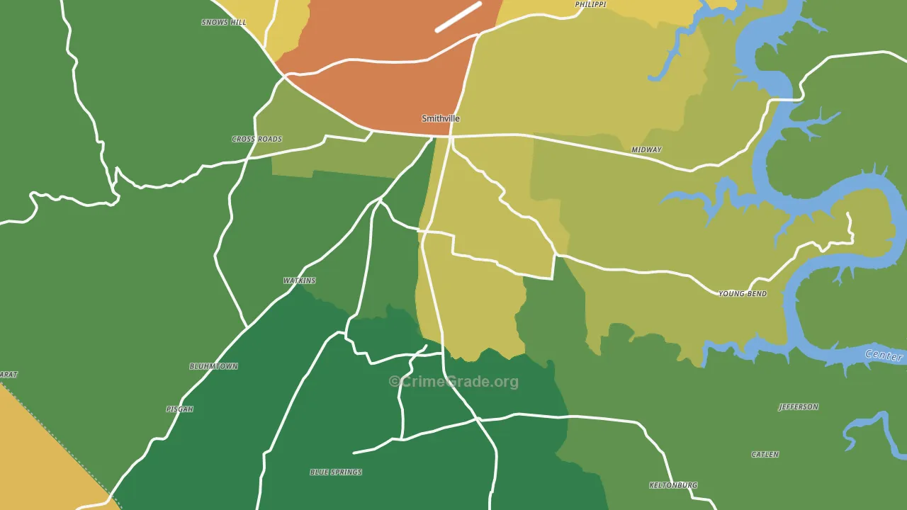 Smithville, TN Map of Assault Rates