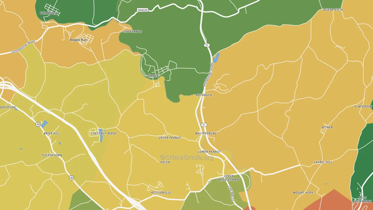 Smock, PA Map of Assault Rates