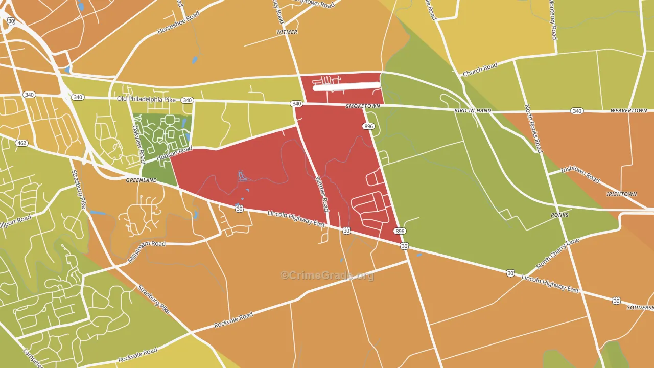 Smoketown, PA Map of Assault Rates