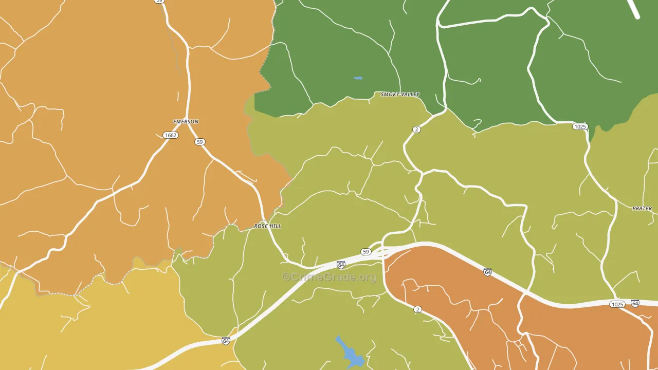 Smoky Valley, KY Map of Assault Rates