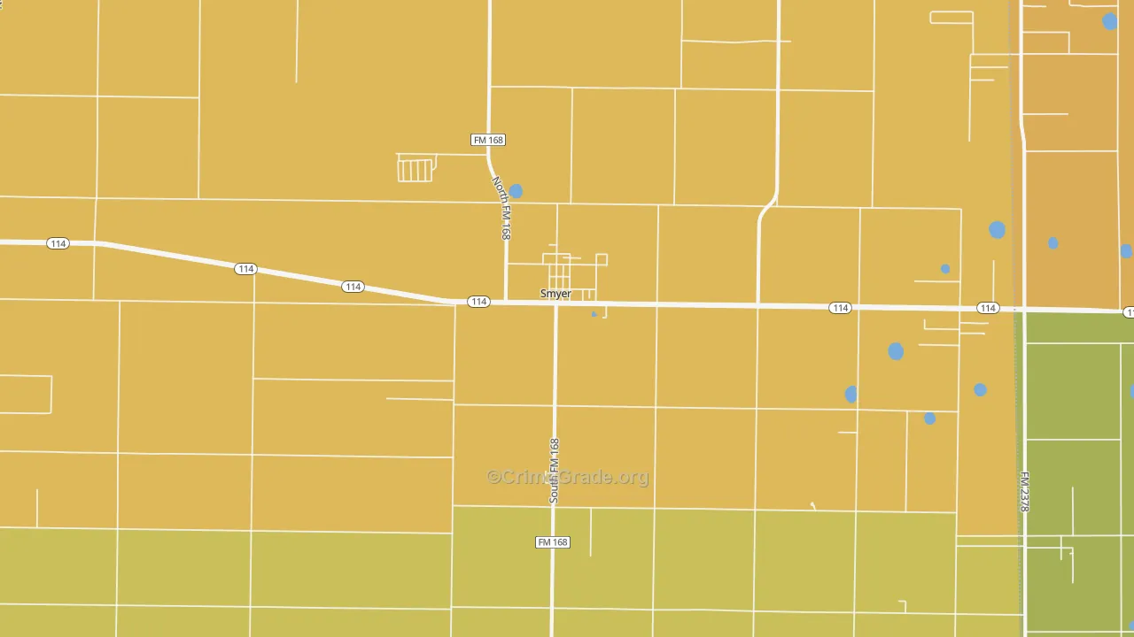 Smyer, TX Map of Assault Rates