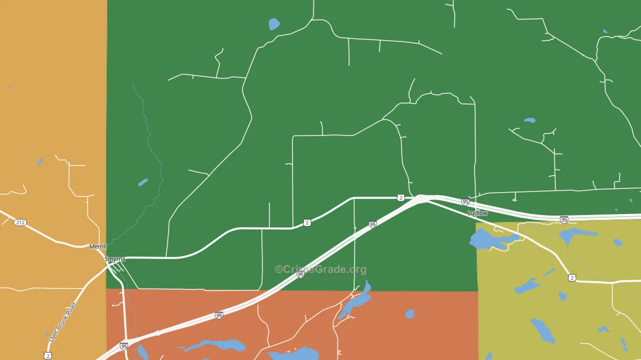 Smyrna Center, ME Map of Assault Rates