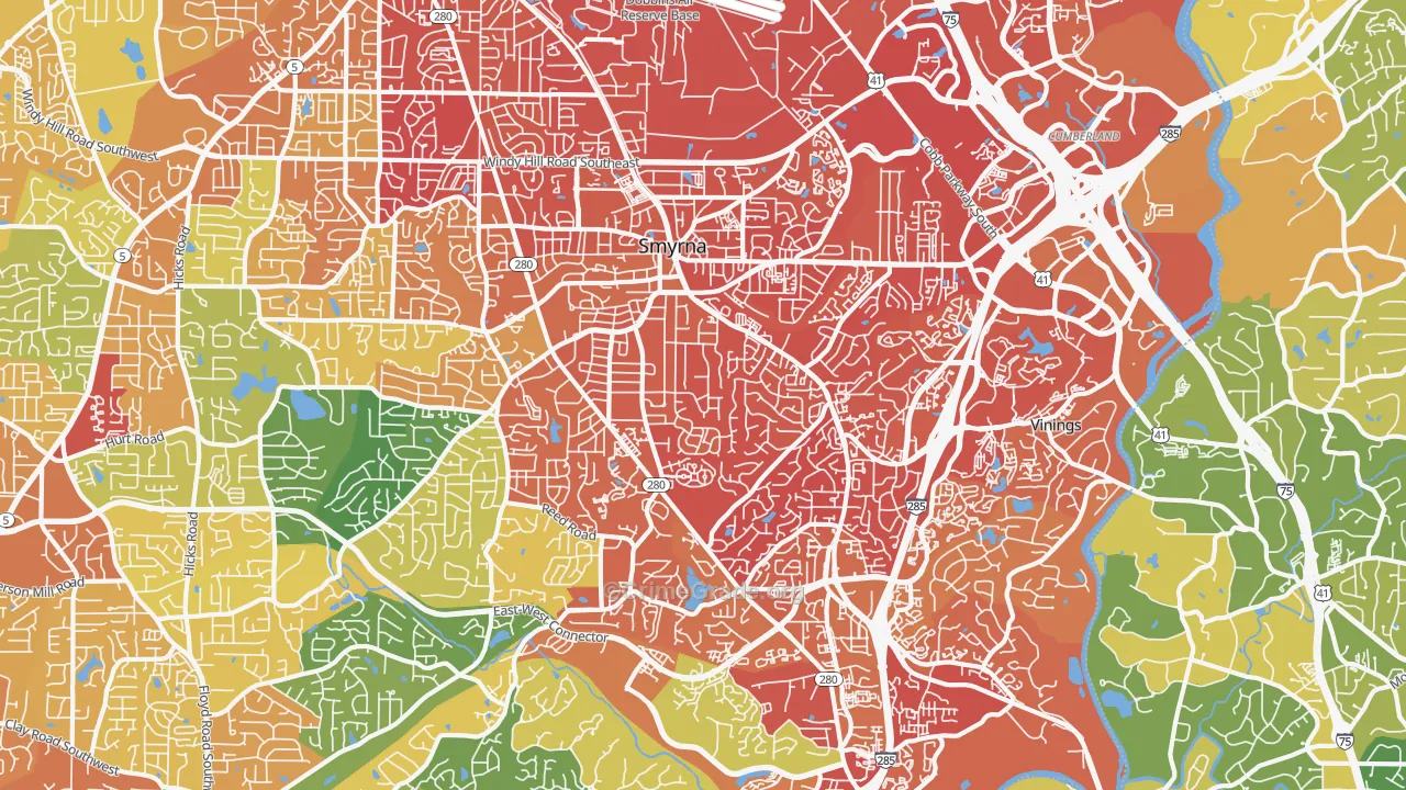 Smyrna, GA Map of Assault Rates