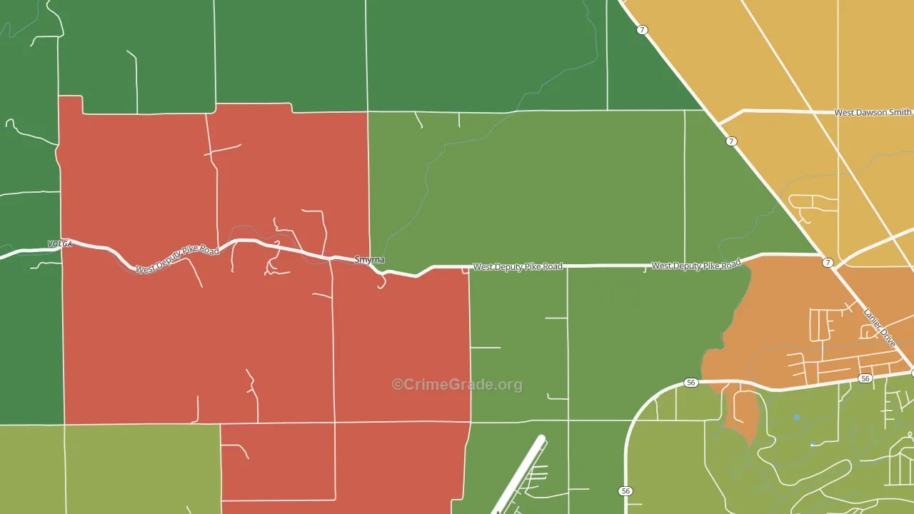 Smyrna, IN Map of Assault Rates