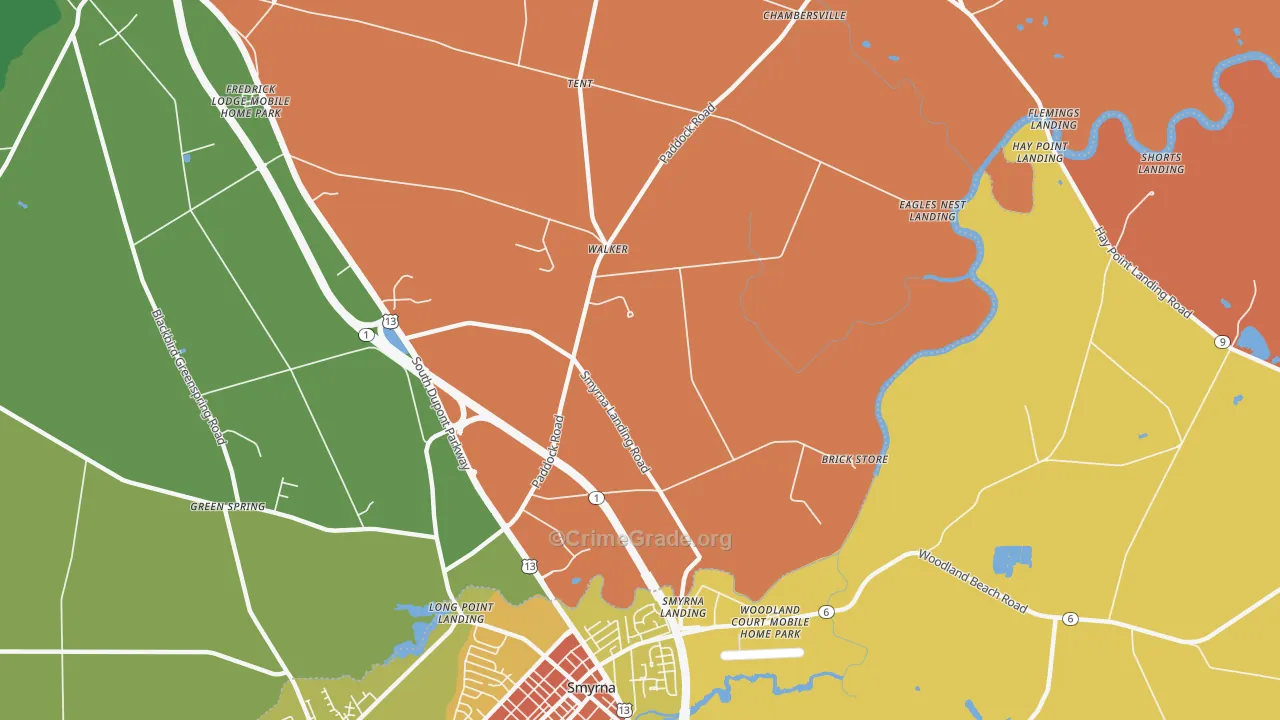 Smyrna Landing, DE Map of Assault Rates