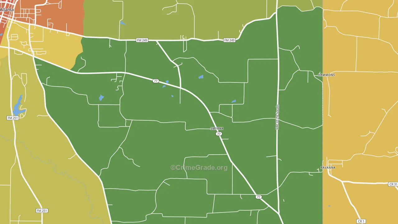 Smyrna, TX Map of Assault Rates