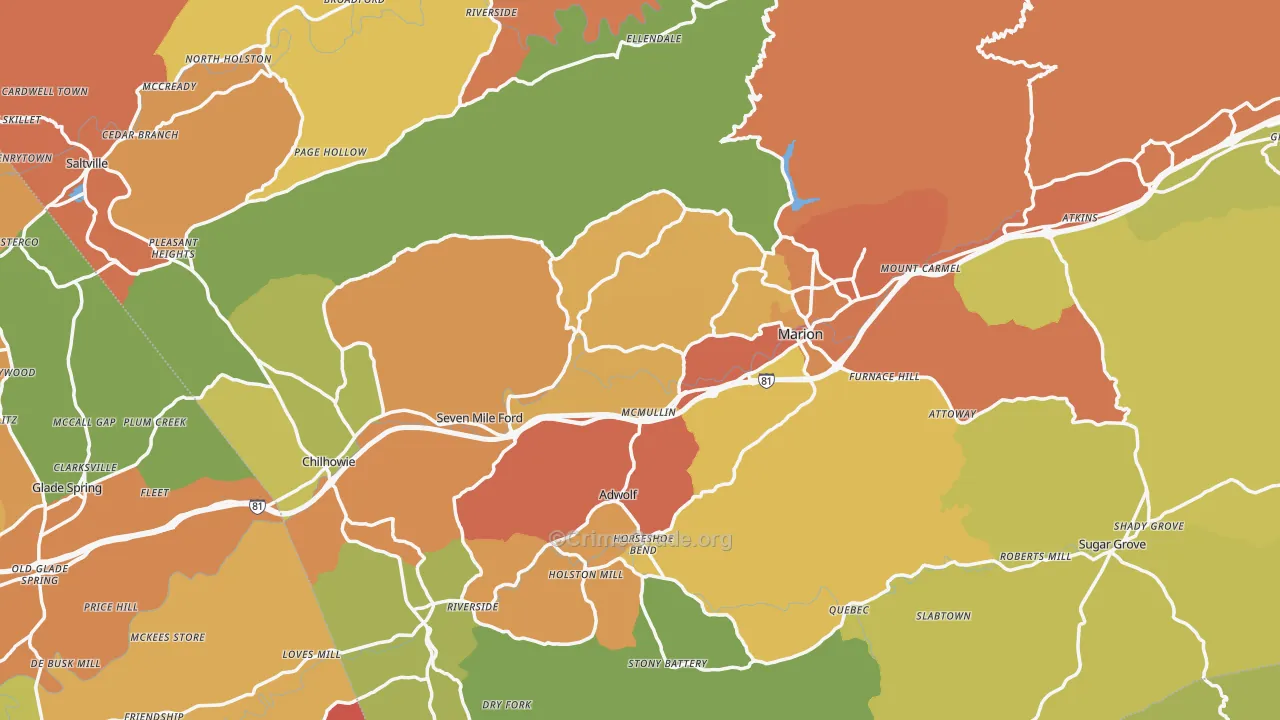Smyth County, VA Map of Assault Rates