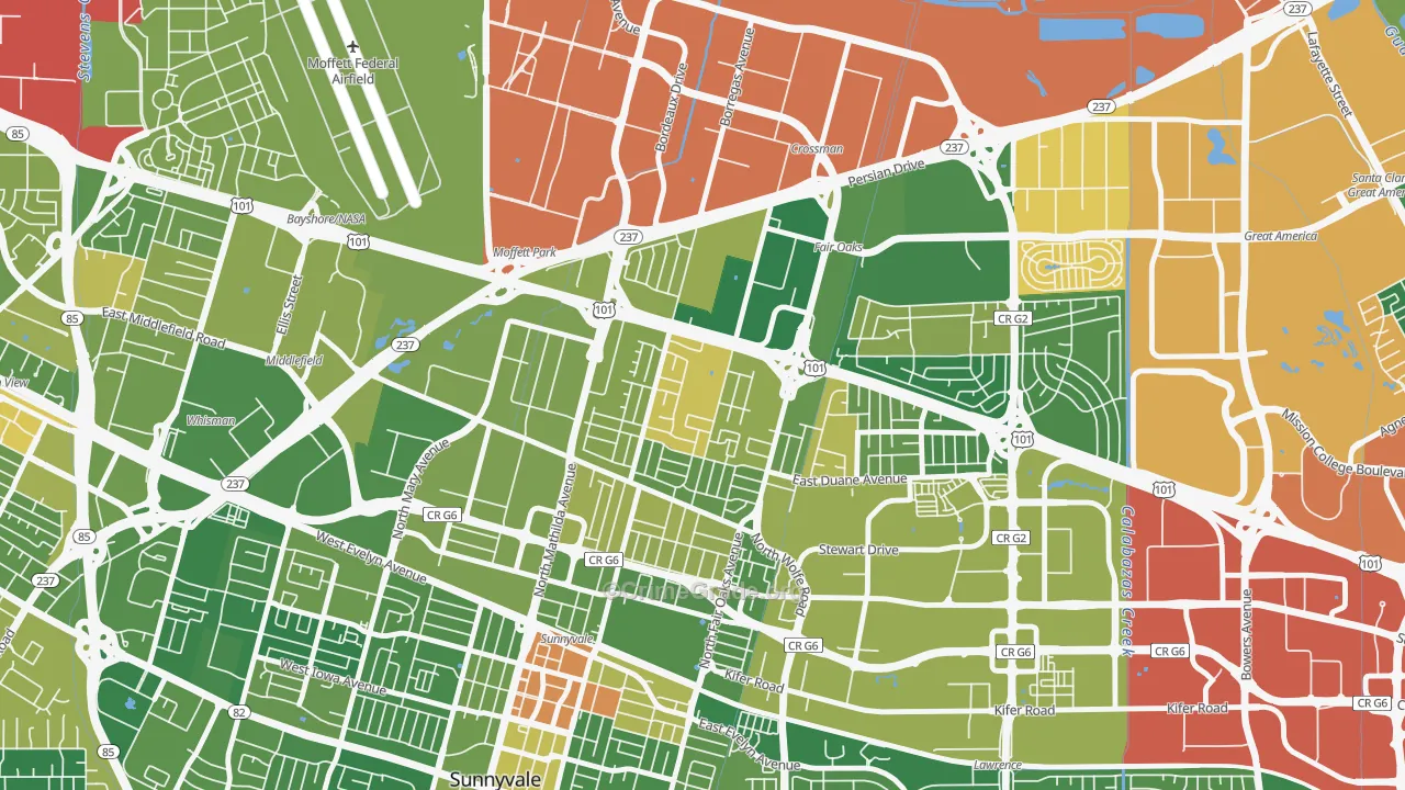 Snail, Sunnyvale, CA Map of Assault Rates