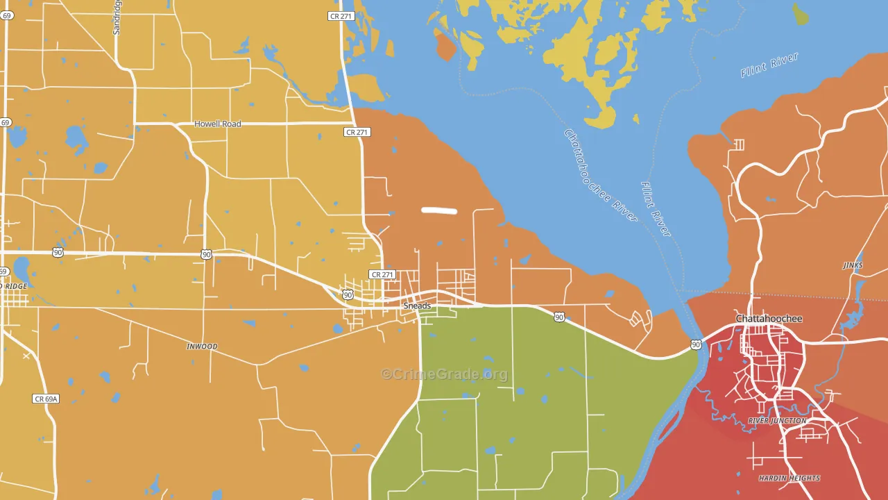 Sneads, FL Map of Assault Rates