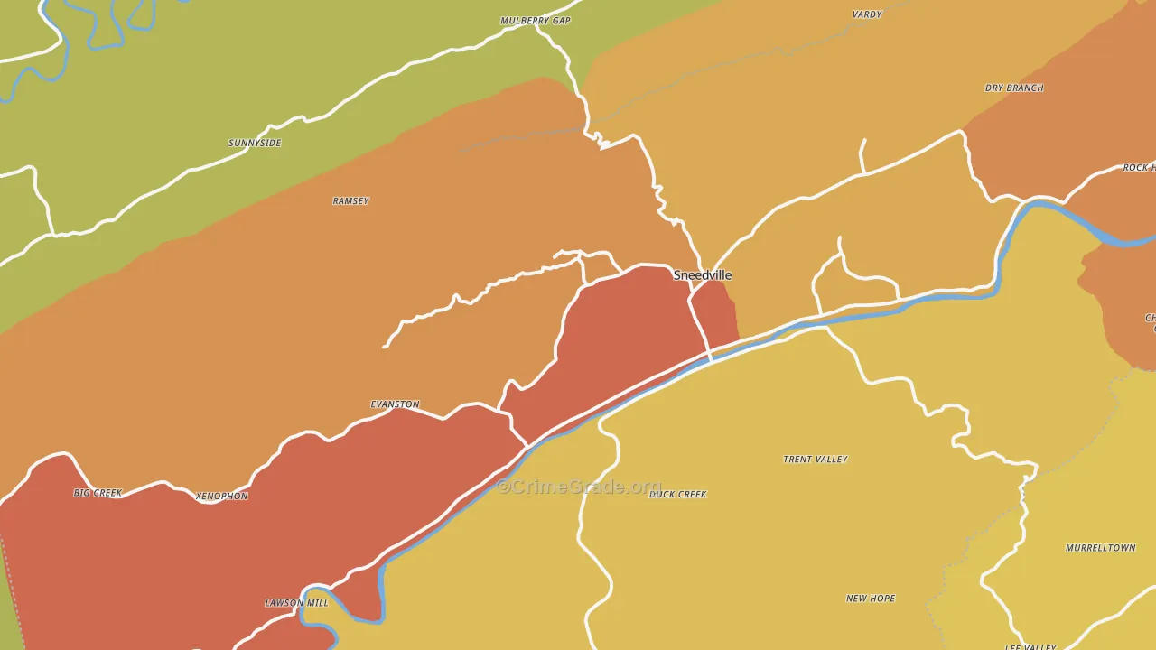 Sneedville, TN Map of Assault Rates
