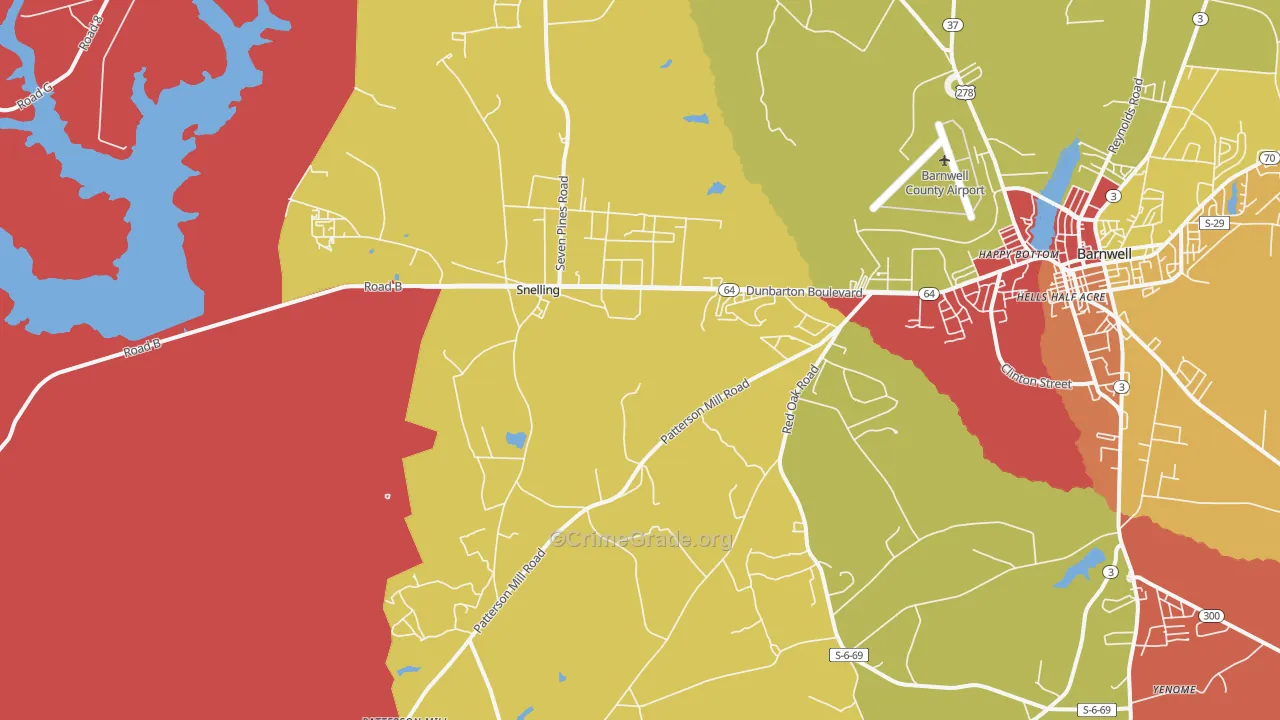 Snelling, SC Map of Assault Rates