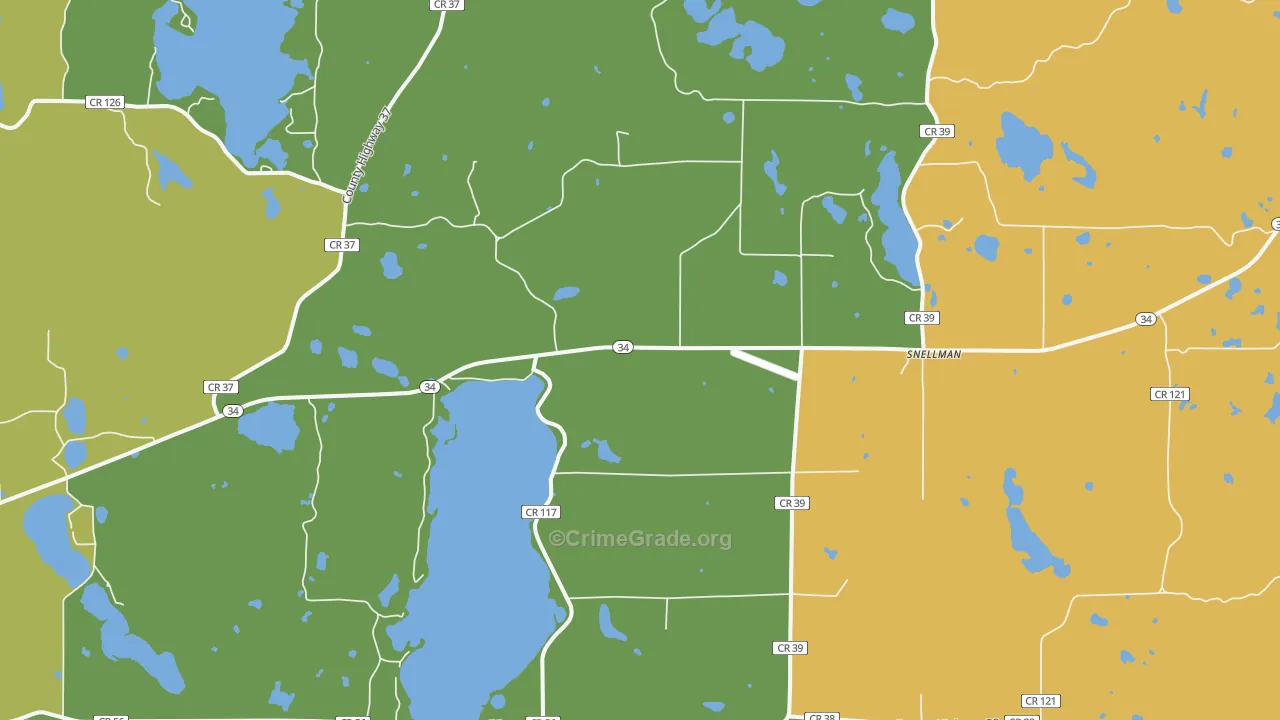 Snellman, MN Map of Assault Rates