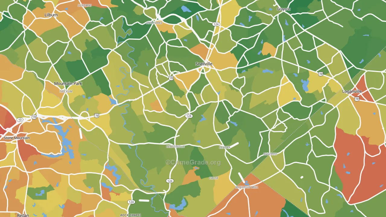 Snellville, GA Map of Assault Rates