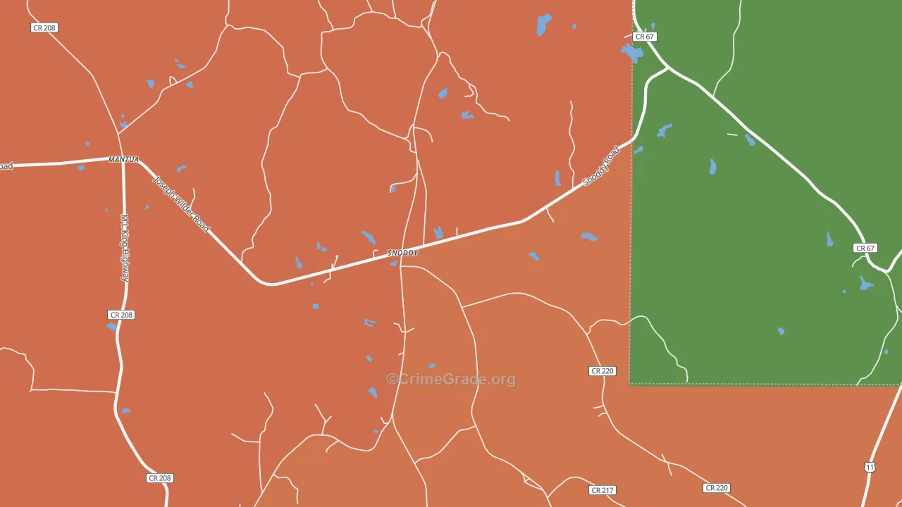 Snoddy, AL Map of Assault Rates